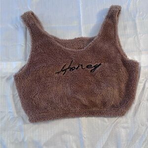 Women's Fuzzy Brown Crop Top